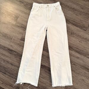 Rolla’s High Rise Wide Leg Raw Hem White Jeans